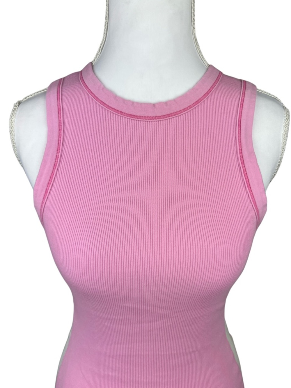 SKIMS Cotton Rib Tank Dress Bubblegum Pink Size M Bodycon Mini Racerback Stretch - Picture 3 of 7
